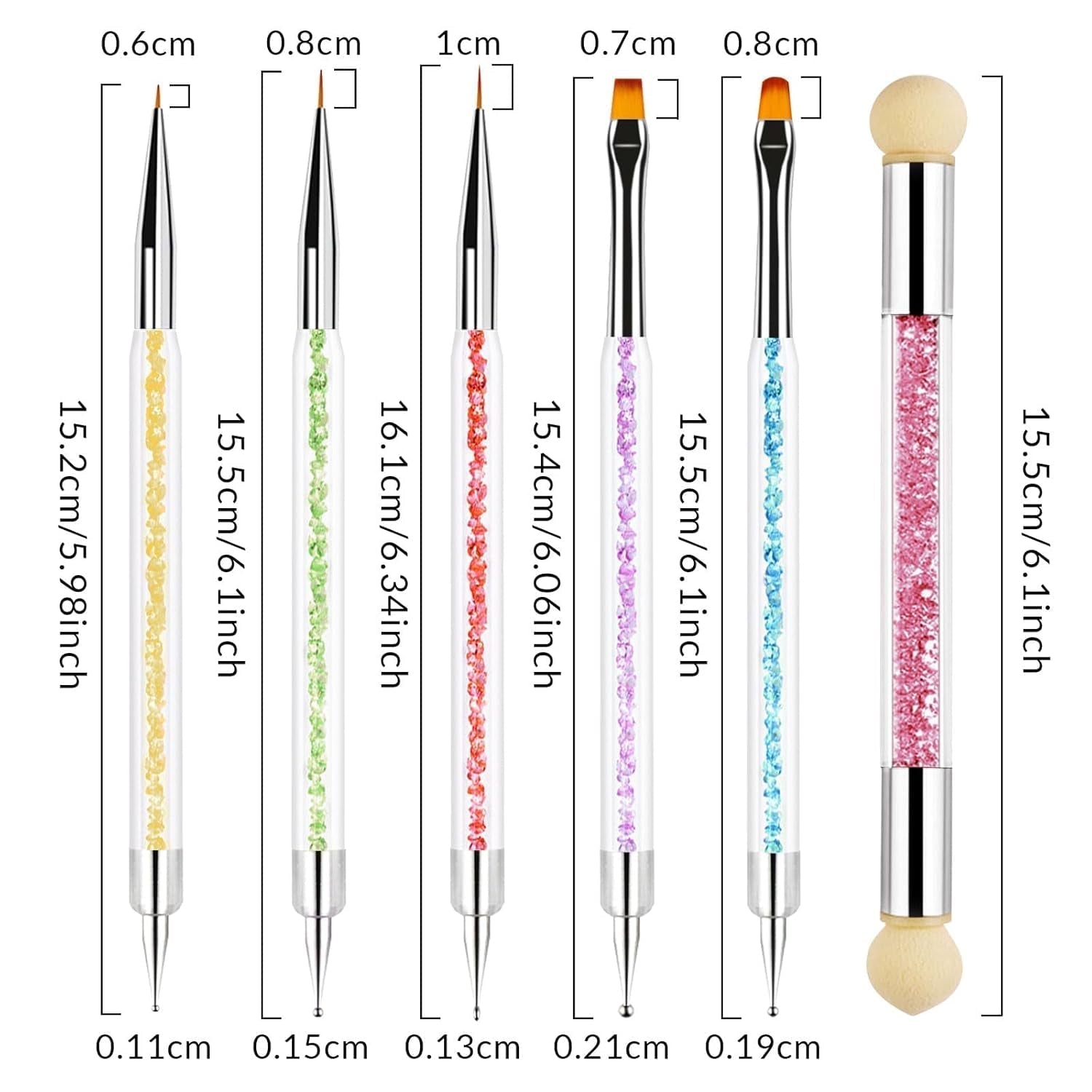 Sularpek 6 Stück Nagel Pinsel, Nail Art Pinsel, Pinsel Nageldesign, Nagel Pinsel Set, Nail Art Dotting Tools Mit 1 Sponge Brush Applikator, Nageldesign Zubehör Für DIY Nail Art Design