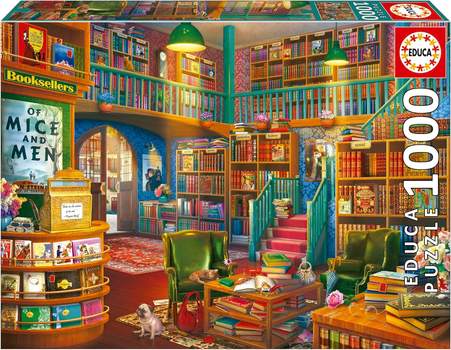 Educa - Puzzle de 1000 de piese pentru adulti | Biblioteca. Dimensiuni: 68 X 48 cm. Include lipiciul de puzzle Fixpuzzle. Pentru 14 ani (19925) Puzzle Naty Shop Titlu implicit