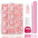 Set unghii false balerină - 240 bucăți unghii false roz liliac delicat, unghii false cu acoperire completă pentru lipire, set vârfuri unghii false pentru manichiură și artă unghii pentru femei și fete (roz lavandă)