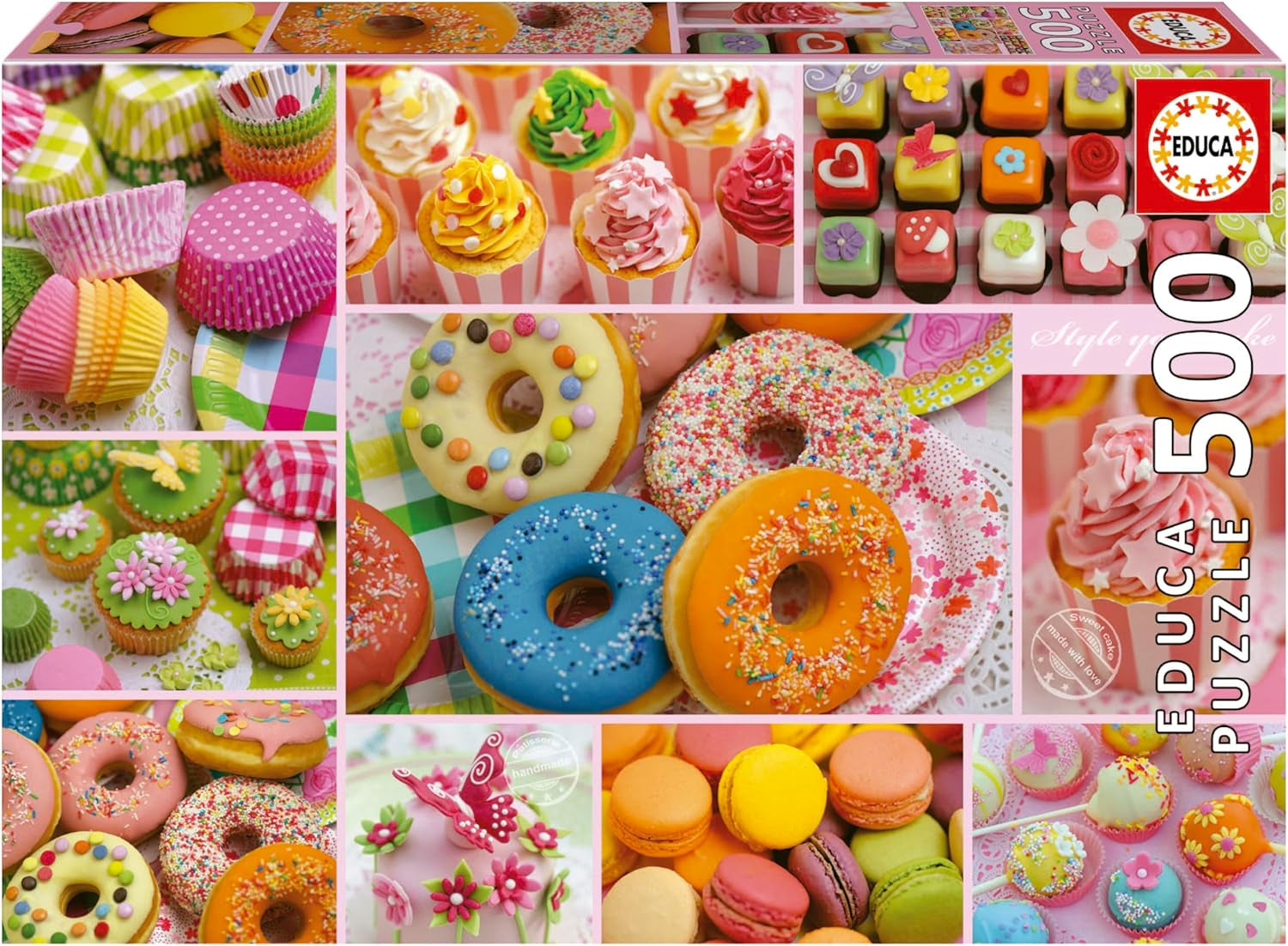Educa - Puzzle de 500 de piese pentru adulti | Colaj de bomboane. Dimensiuni: 48 X 34 cm. Include lipiciul de puzzle Fixpuzzle. Pentru 11 ani (19904) Puzzle Naty Shop Titlu implicit