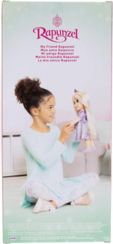 Păpușă Disney Prințesa Rapunzel 35 cm, ochi reflectorizanți cu sclipici, articulații mobile, rochie detașabilă, pantofi, coroană, păr lung și blond, pentru fete cu vârsta de 3 ani și peste