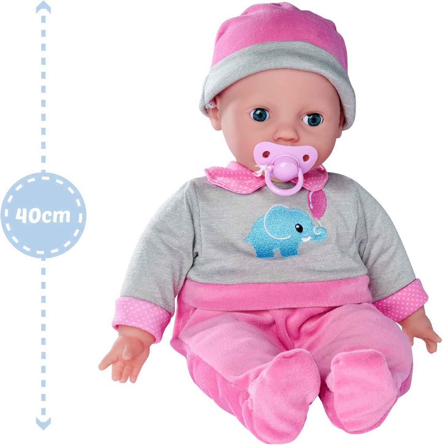 Simba 105140066 - Laura Interactive, păpușă cu corp moale și ochi adormiți, bolborosește când este mișcată, bea dintr-o sticlă și adoarme, 40 cm, păpușă bebeluș pentru copii de la 2 ani