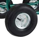 Cărucior furtun Relaxdays, până la 90 m, 4 anvelope pneumatice, cuplaj clic, rolă metalică pentru furtun, distribuitor furtun cu coș, verde
