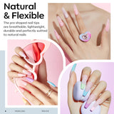 Modelones Kit pentru unghii și gel adeziv 500 buc. Set extensii unghii cu gel adeziv Kit unghii cu gel, adeziv unghii și mini lampă unghii acoperire completă vârfuri unghii presă pe Nail Art Studio Salon DIY