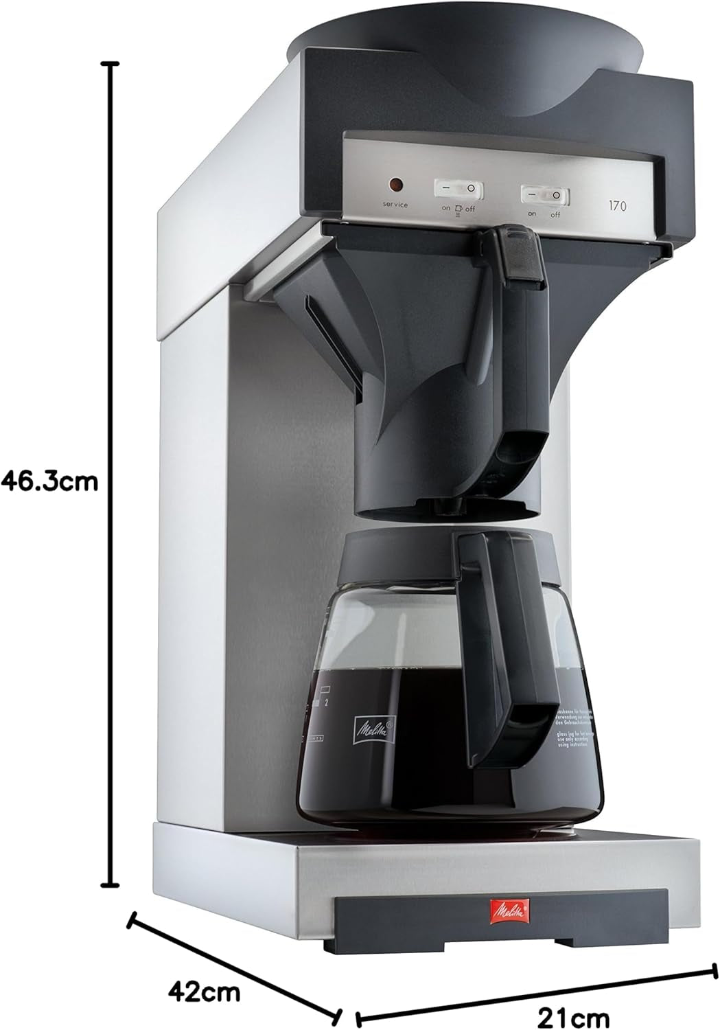 Espressor profesional cu filtru 170 M, cu spațiu de depozitare pentru carafă de sticlă