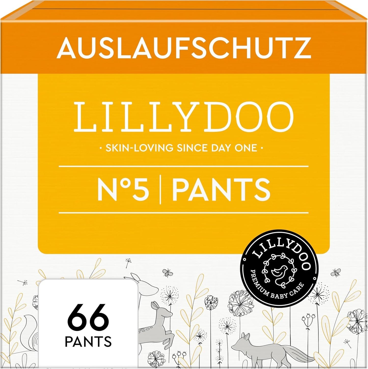 Pantaloni LILLYDOO prietenoși cu pielea, mărimea 5 (12-17 kg), cutie lunară (105 bucăți)