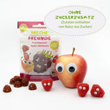 FRECHE FREUNDE Jeleuri organice cu fructe, măr, zmeură și acadele de orez, gustare dulce-fructată pentru copii, fără gluten, vegană, pachet de 20 (20 x 30g)