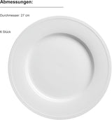 Set de veselă din porțelan MÄSER Arlona, 18 piese pentru 6 persoane, atemporal și elegant, alb