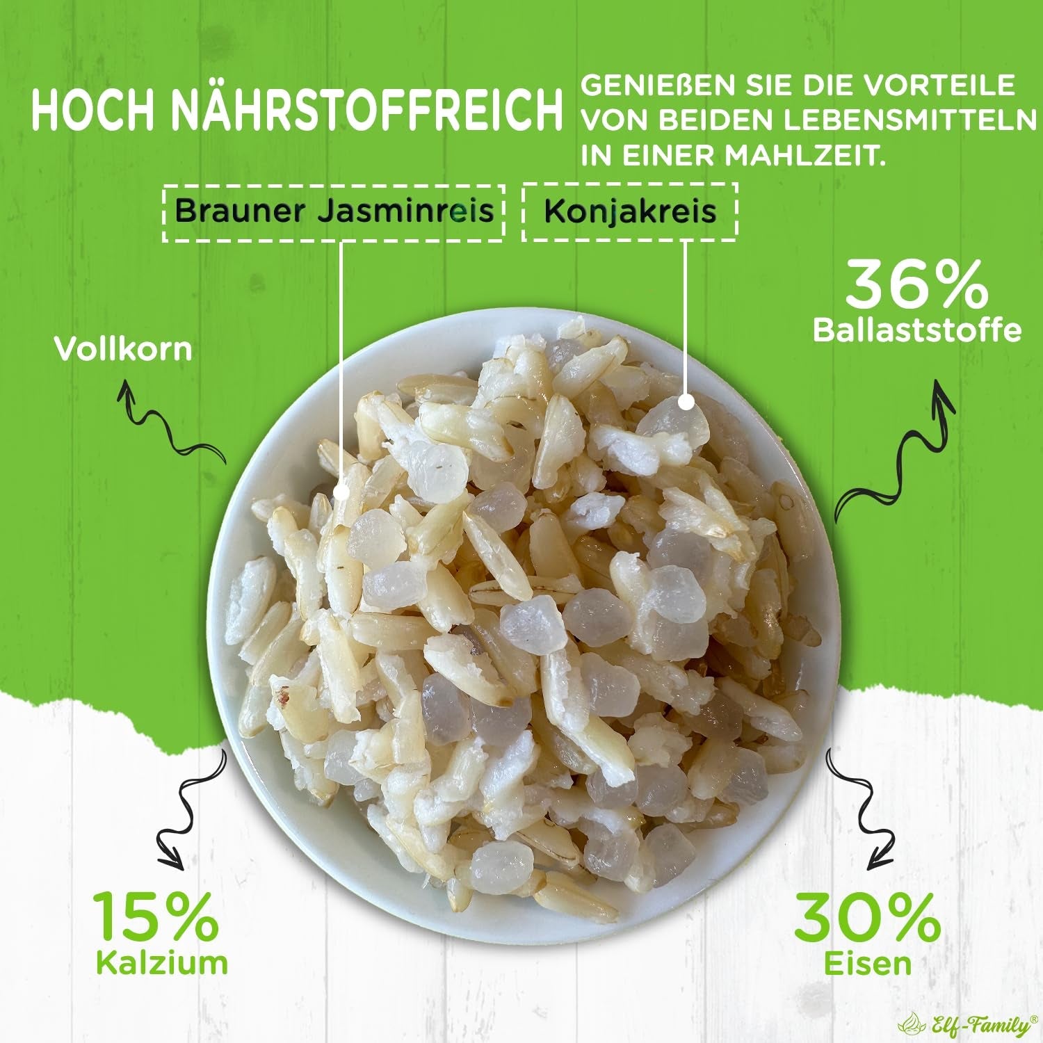 Elf-Family Konjak Reis Thai Brauner Shirataki Bowl -[Diätbox für 1 Wo.] - Instant Jasmin Reis - Fertiggerichte für Mikrowelle - Natürlich Superfoods Mikronährstoffe - Vegan/Low Carb/Fettfrei- 6er Box