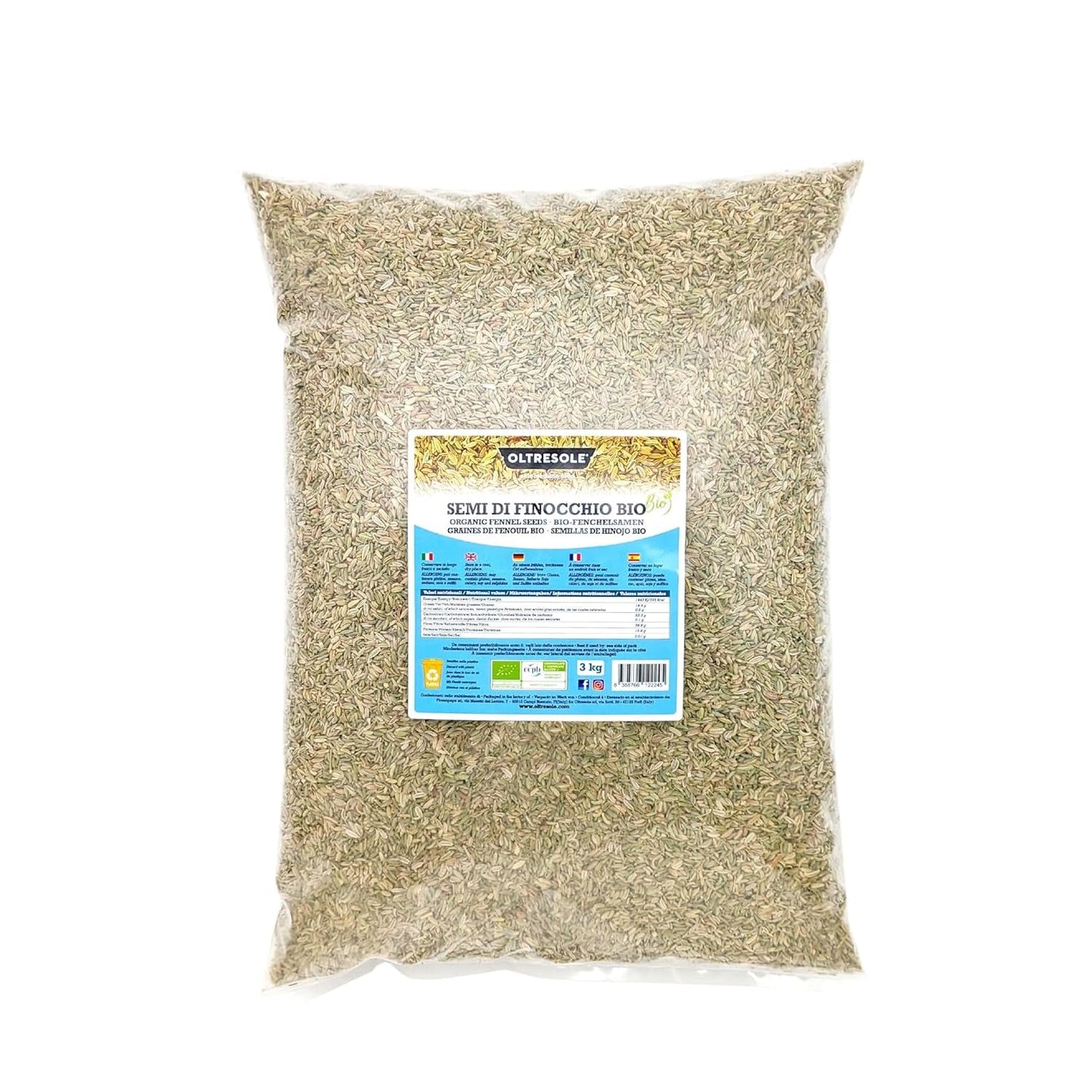 Semințe de fenicul organice, 3 kg, semințe organice întregi, ideale pentru ceaiuri digestive din plante și rețete, perfecte pentru copt, dimensiune convenabilă