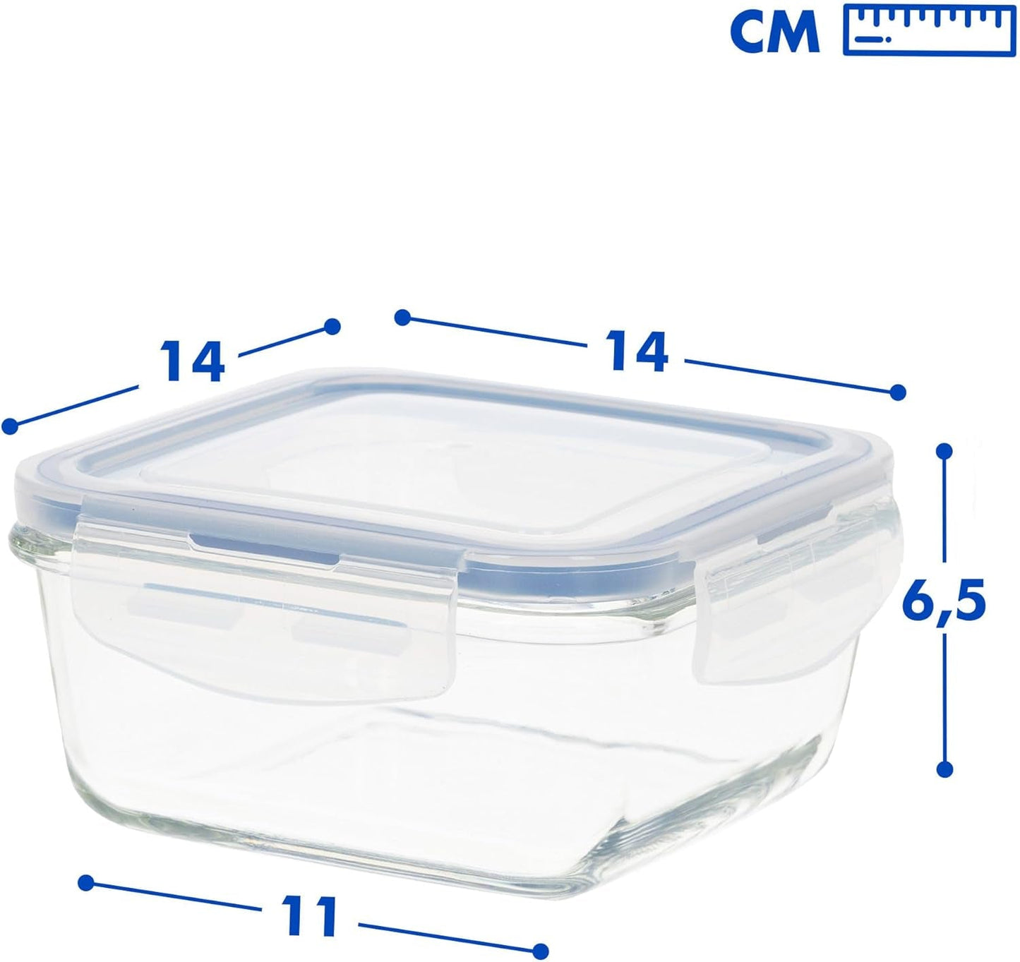 Max Home Pachet 8 recipiente etanșe din sticlă, cutie de prânz din sticlă pentru microunde, recipiente resigilabile pentru alimente, 550 mililitri, capace transparente, recipiente pentru alimente (16538) Cutii depozitare alimente Naty Shop