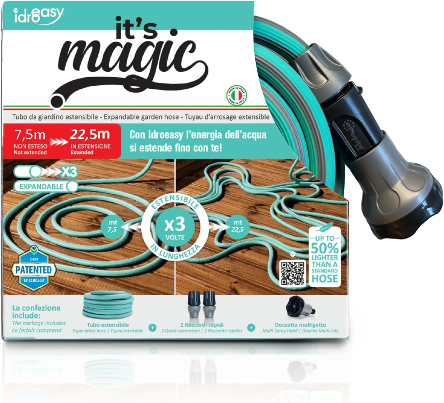 Magic Soft Smart 22,5 metri - Țeavă de irigații pentru grădini, anti-noduri, anti-torsiune, furtun de apă