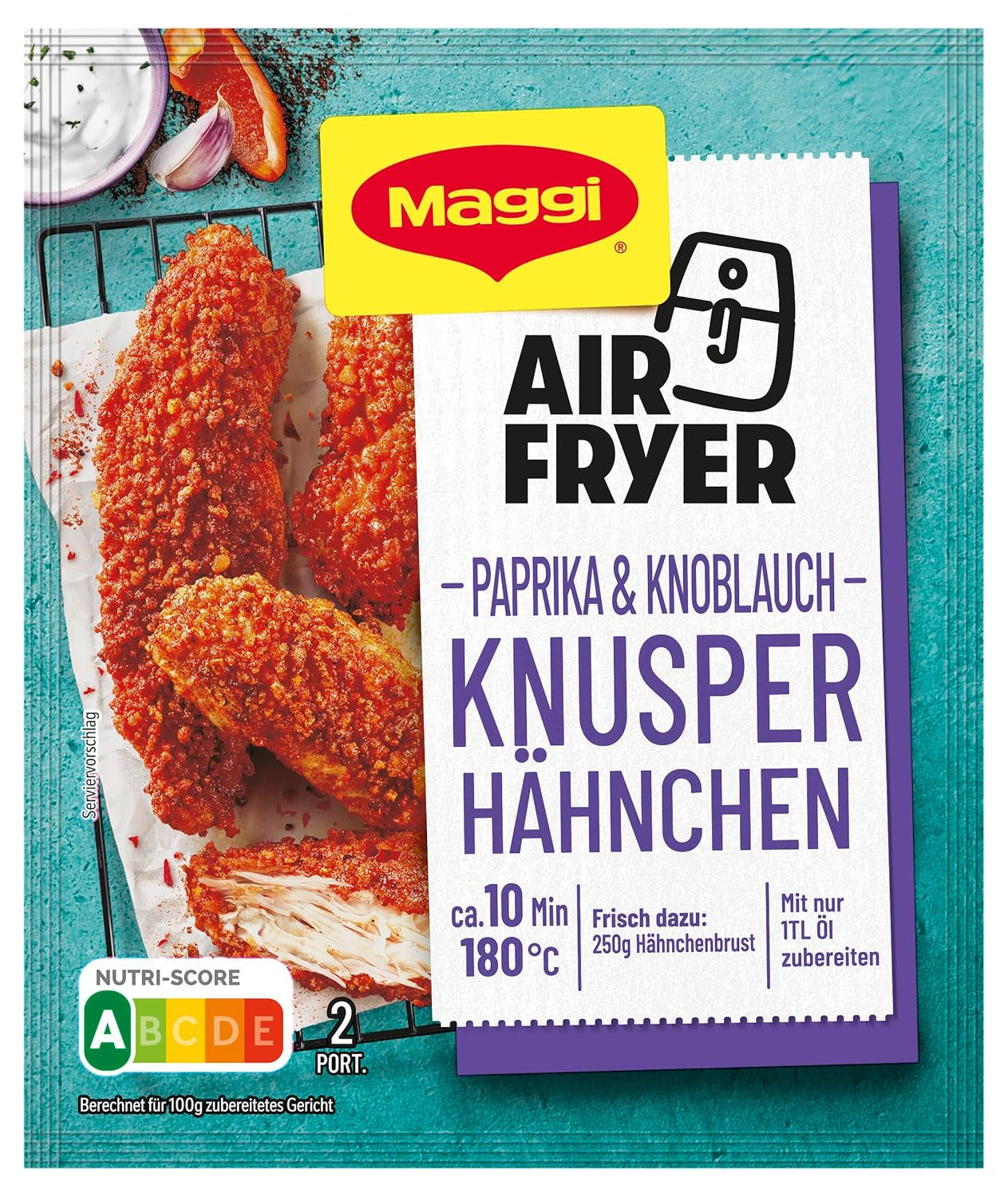 MAGGI Airfryer Knusper Hähnchen - Paprika & Knoblauch, 1er Pack (1 x 39g)