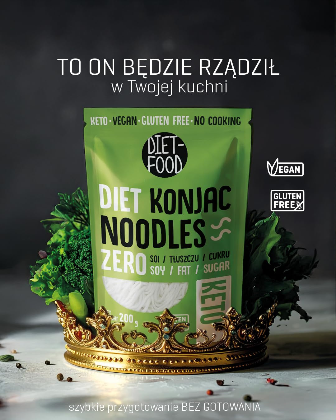 Tăiței Shirataki Dietetici | Tăiței Konjac cu Conținut Sărac de Carbohidrați | 200 de grame Mâncare Vegană cu Conținut Sărac de Calorii, Fără Grăsimi, Fără Soia, Fără Gluten, Tăiței Dietetici Solubili în Apă