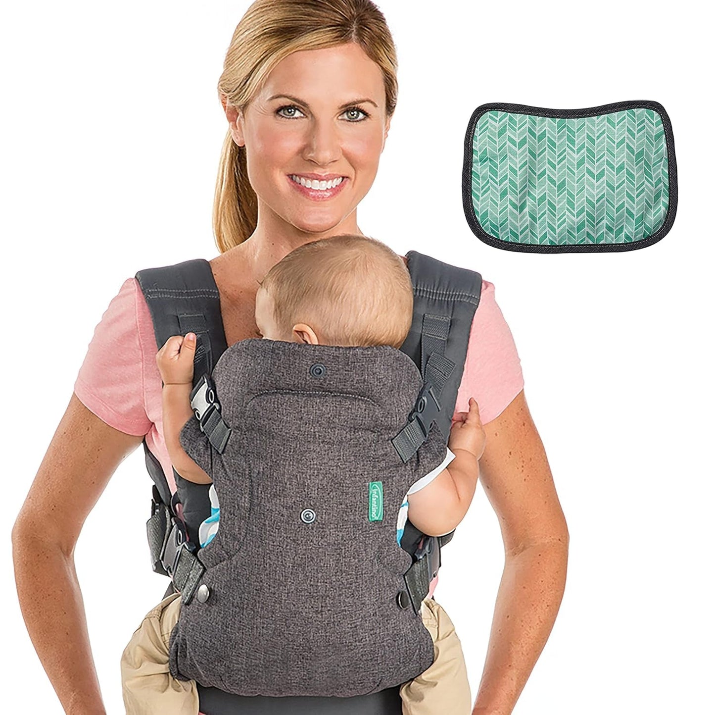Marsupiu bebeluși Flip Advanced 4 în 1 cu bavetă și șervețele umede Pampers Sensitive, 1200 de șervețele (15 x 80) pentru pielea sensibilă a bebelușilor, testat dermatologic, articole esențiale pentru nou-născuți