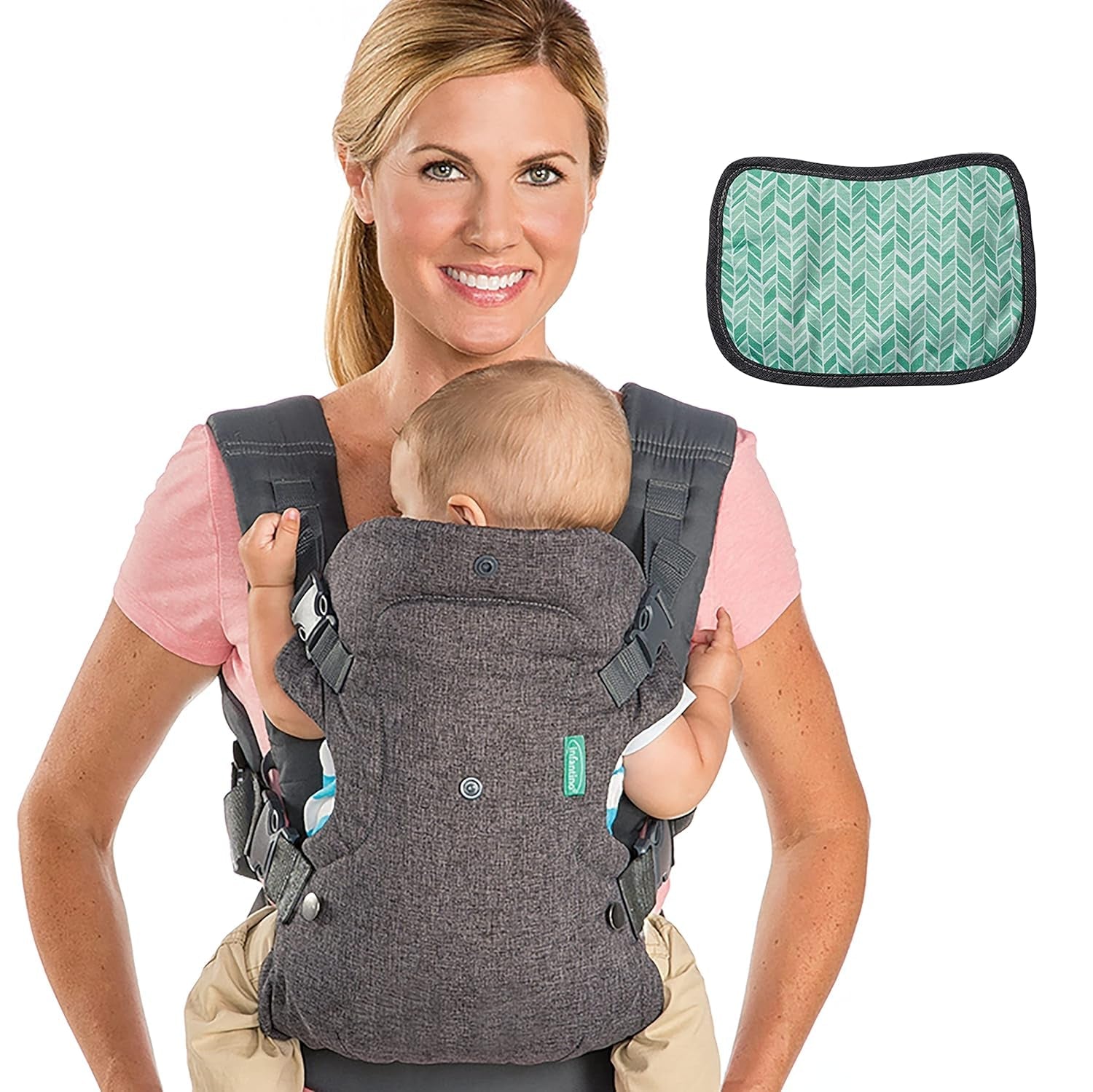 Marsupiu bebeluși Flip Advanced 4 în 1 cu bavetă și șervețele umede Pampers Sensitive, 1200 de șervețele (15 x 80) pentru pielea sensibilă a bebelușilor, testat dermatologic, articole esențiale pentru nou-născuți