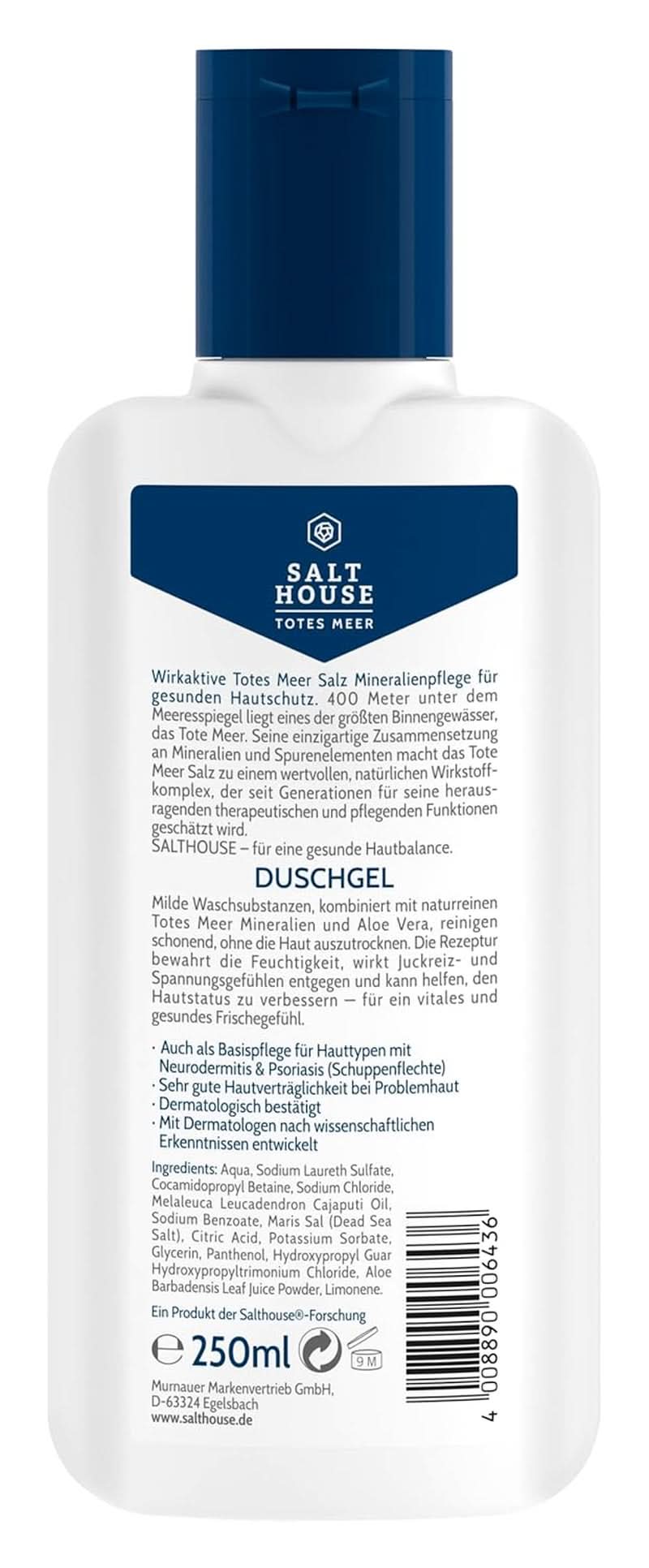 Salthouse Dead Sea Therapy, Gel de duș cu Aloe Vera, 250 ml Duș și baie Naty Shop