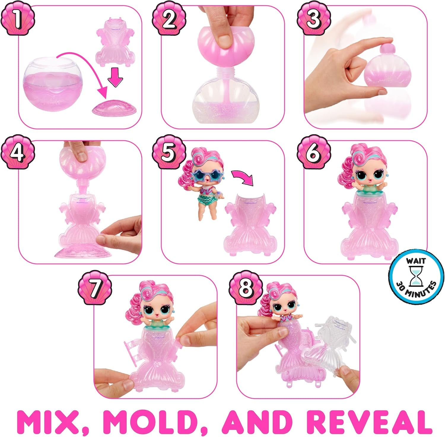 L.O.L. Surprise! Mermaids Tots - Mini păpuși la modă cu cozi care își schimbă culoarea - Potrivit pentru colecționari, fete și băieți cu vârsta de 4 ani și peste Papusi Naty Shop
