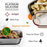 CANDL Cuitisan (Flora) borcan de depozitare a alimentelor din oțel inoxidabil cu capac cu clip, dreptunghiular, potrivit pentru cuptor cu microunde + cuptor, borcan de depozitare, EC7-SS10 2800ml Cutii depozitare alimente Naty Shop