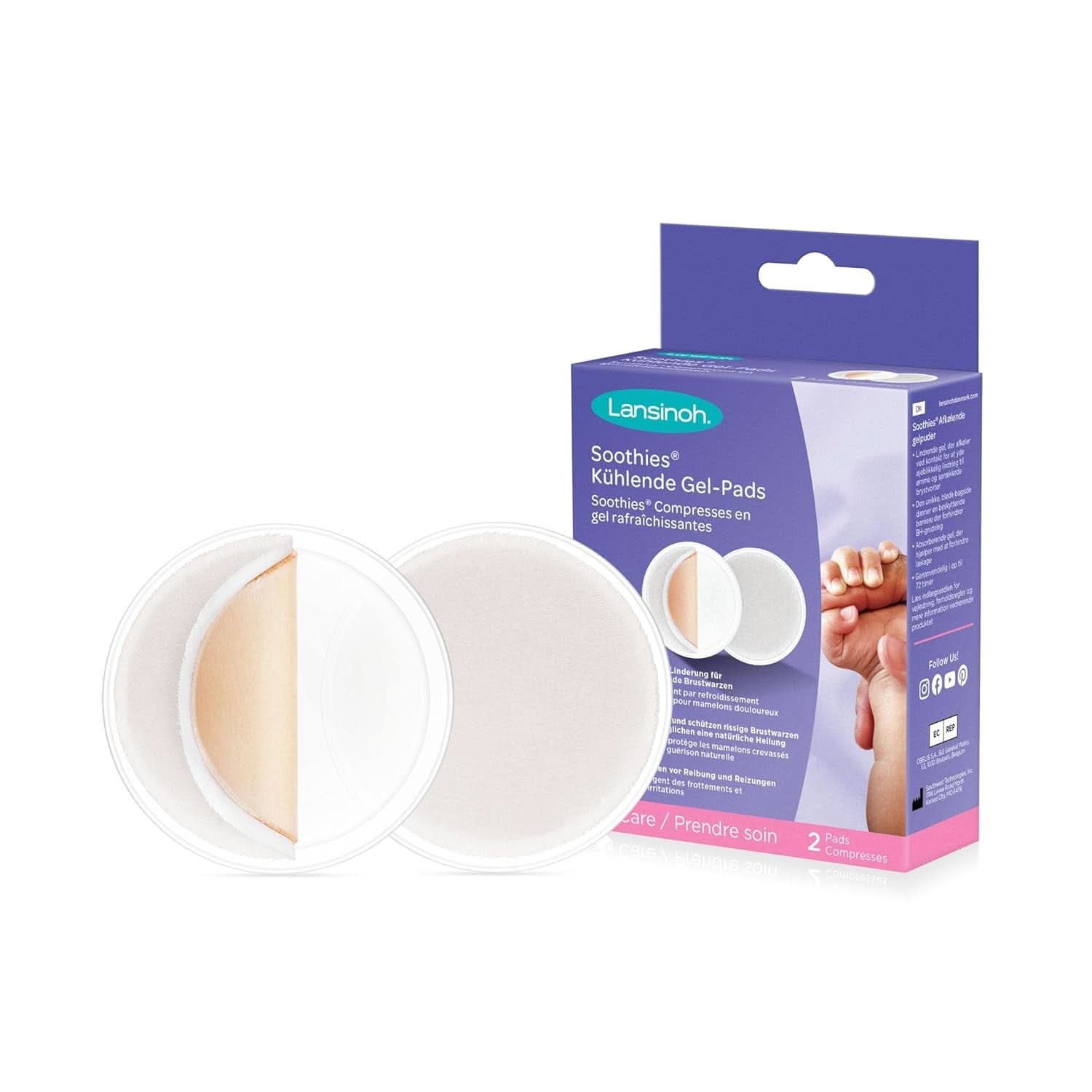 Lansinoh Soothies Kühlende Gel-Pads - 2 Stück - Beruhigen Und Schützen Schmerzende & Rissige Brustwarzen - Ermöglichen Natürliche Heilung, Damit Mütter Weiter Stillen Können Accesorii Hrana si Alaptare Bebe Naty Shop