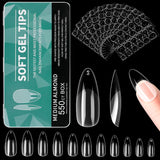Alyvisun Tips Unghii Balet, 500 Bucăți Tips Unghii Acrilice Cu Acoperire Completă cu 240 Bucăți Set de Autocolante pentru Unghii, 10 Dimensiuni Tips Transparent pentru Unghii cu Gel Tips Unghii cu Gel Moale Tips Unghii Balerina