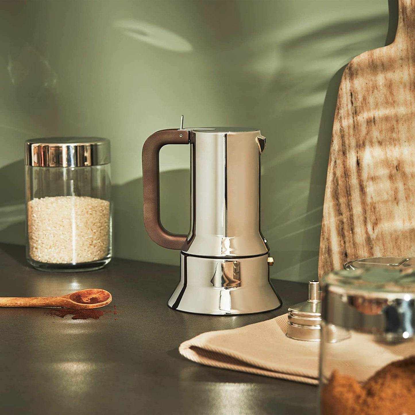 Alessi 9090/6 Espressor cu 6 căni pentru inducție, oțel inoxidabil, argintiu, 15,5 x 13,5 x 27 cm
