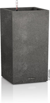 Lechuza CANTO Stone 30 înălțime, Negru grafit, Plastic de înaltă calitate, Include sistem de udare, Inserție de plantare detașabilă, Pentru uz interior și exterior, 13602, 30x30x56 cm