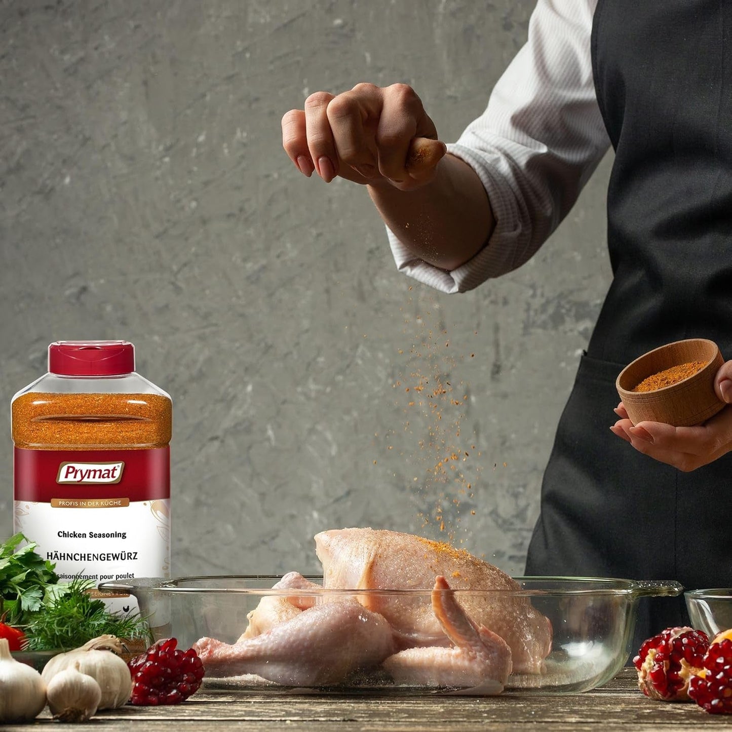 Prymat Hähnchengewürz 1100g, Gewürzmischung für Huhn, Truthahn, Ente, Gans, Grillgewürze, Marinade für Fleisch im Streuer