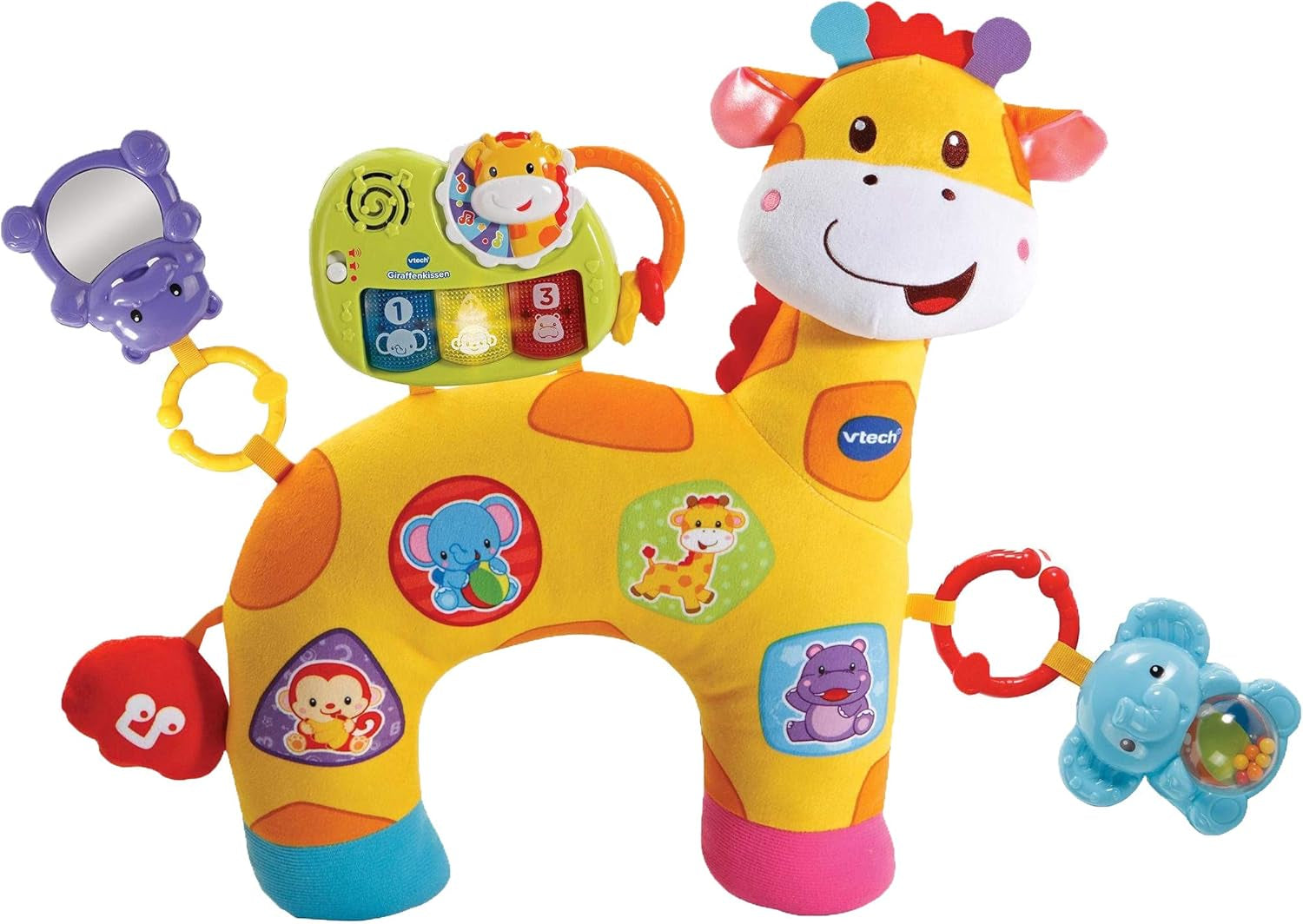 Pernă girafă pentru bebeluși Vtech - Pernă drăguță pentru îmbrățișare, joacă în poziția culcat și zornăit - Pentru copii cu vârsta cuprinsă între 0-24 luni Jucarii Bebe Naty Shop Singur
