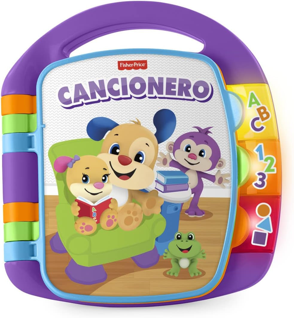 Fisher-Price distracție de învățare, carte de cântece, carte de muzică pentru copii, jucărie muzicală pentru copii, carte electronică pentru copii, de la 6 luni, versiune germană, CDH40 Jucarii Bebe Naty Shop spaniolă