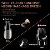 Tipuri de unghii balerină pentru unghii cu gel, 216 bucăți, 12 mărimi, tipuri de unghii cu gel moale, acoperire completă, set pentru extensii de unghii, semi-mate, DIY, artă acasă
