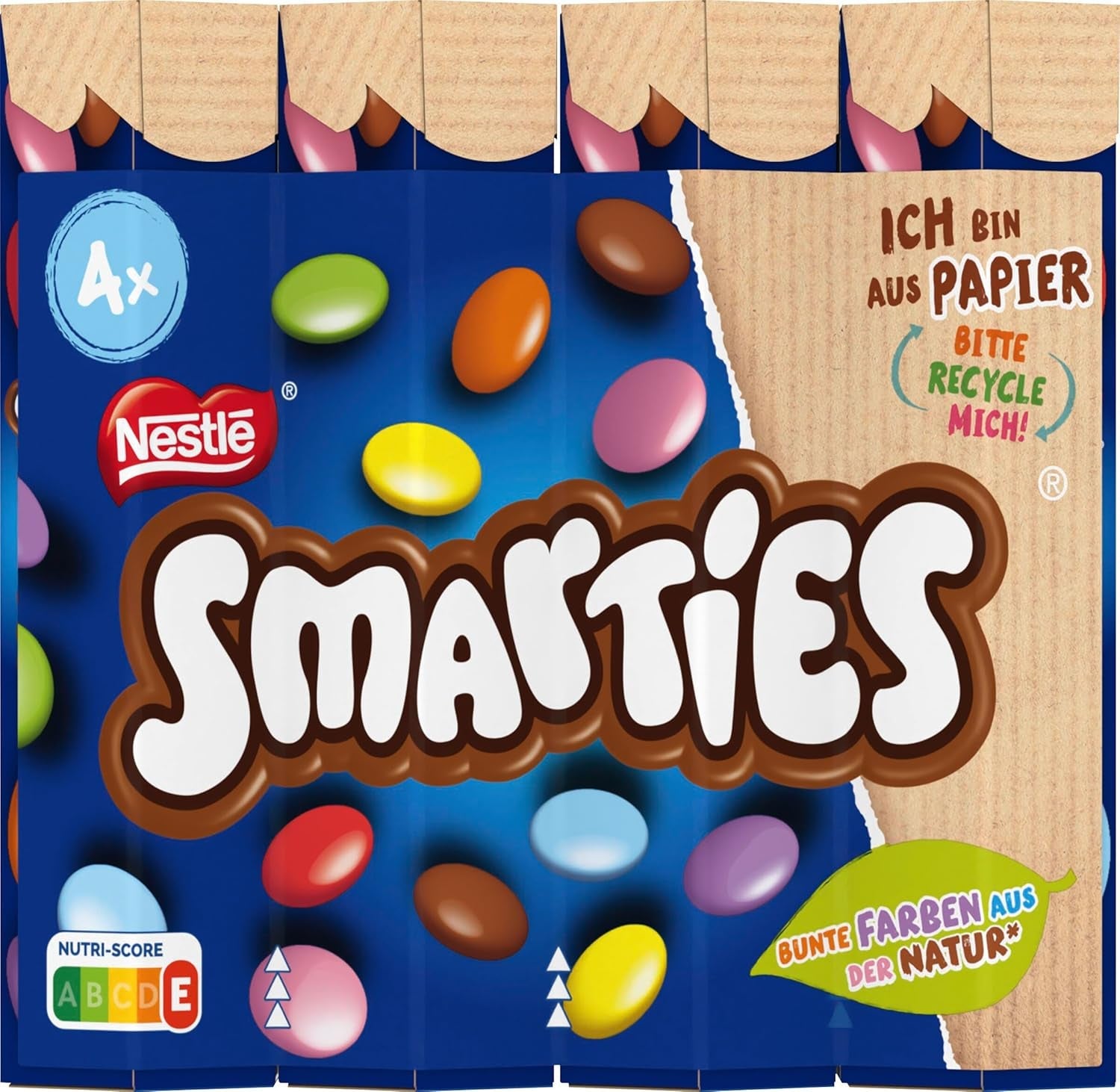 Nestlé SMARTIES Multipack, rulou mic, linte colorată cu ciocolată, ideal pentru zilele de naștere ale copiilor, culori naturale, rulou hexagonal, pachet de 12 (12x (4 x 34g))