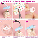 FANDAMEI 54 Blätter Wassertransfer Nagelsticker & Nail Art Pinsel Set, Dotted Pens, Blattgold Für Nagelkunst, Streifenband, Strasssteine, Werkzeug Und Dekorationen Set Für Nagelkunst Maniküre Set
