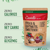 Stevia + Erythrit 1:1 Süßstoff | 1G = 1G Zucker | 100% Natürlicher Zuckerersatz - 0 Kalorien - 0 Glykämischer Index - Keto Und Paleo - 0 Netto-Kohlenhydrate - Kein GVO - Castello since 1907-850 G Indulcitori Naty Shop