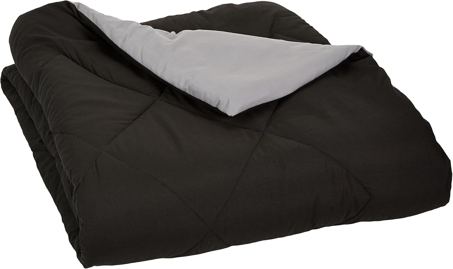 Amazon Basics cuvertură din microfibră, poate fi utilizată pe ambele părți, 220 X 240 Cm, gri / negru Plapumi si pilote Naty Shop