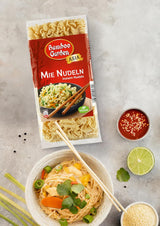 Bamboo Garden - Tăiței Mie | Tăiței instant pentru bucătăria asiatică | Ideali pentru mâncăruri la wok sau supe | Vegani | Pungă de 250g