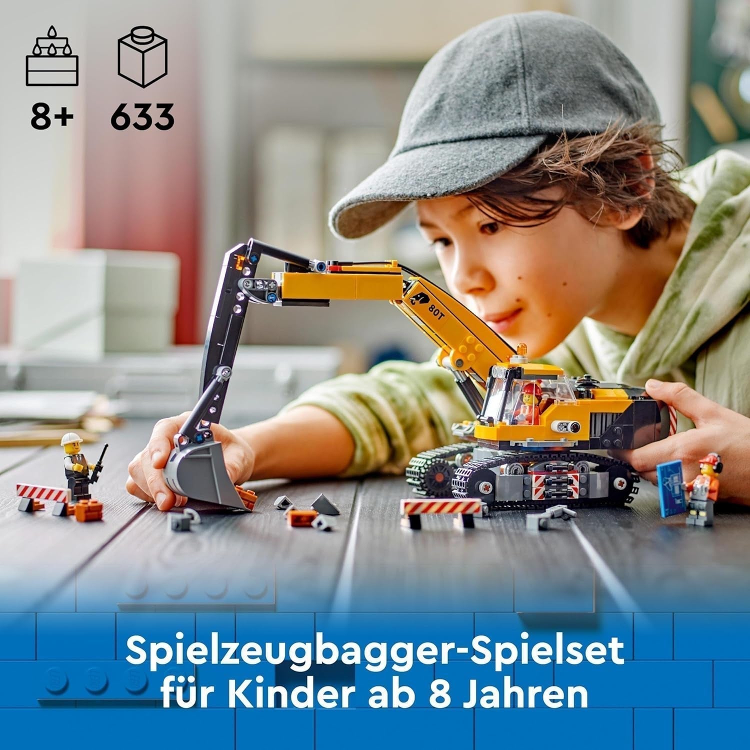 LEGO City Crawler Excavator, excavator de jucărie pentru copii de la 8 ani, jucărie de construcție cu model de excavator, camion construibil cu accesorii și 3 minifigurine 60420 Seturi de constructie Besuche den LEGO-Store