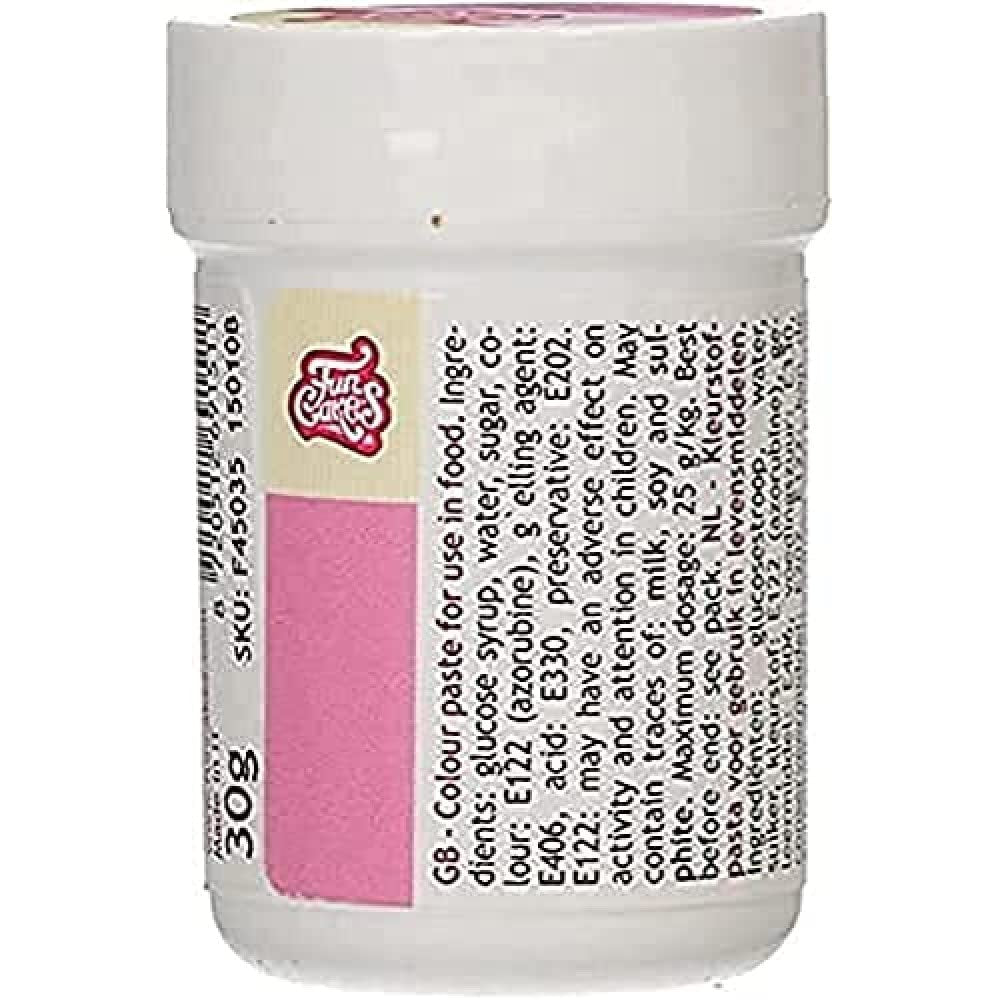 Colorant alimentar concentrat Funcakes Paste Color Pink; pentru aluat, cremă, fondant, marțipan, aluat, pastă de modelat și pastă de flori. Halal și Kosher. 30 g
