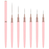 6 Stück Liner Nailart Pinsel Nageldesign Pinsel Set Dünn Acryl Nagelpunkt-Zeichenwerkzeug Nägel Dünne Nagelpinsel Set Für Lange Linien, Dünne Details, Feines Zeichnen 5/7/9/11/15/25 Mm（Rosa）