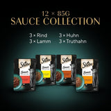 Hrană umedă pentru pisici Sheba Sauce Collection, în pliculețe porționate, pachet multiplu cu compoziție sărată, 4x12x85g