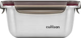 CANDL Cuitisan (Flora) borcan de depozitare a alimentelor din oțel inoxidabil cu capac cu clip, dreptunghiular, potrivit pentru cuptor cu microunde + cuptor, borcan de depozitare, EC7-SS10 2800ml Cutii depozitare alimente Naty Shop 14.8Cm X 10.8Cm X 7.1Cm / 500Ml