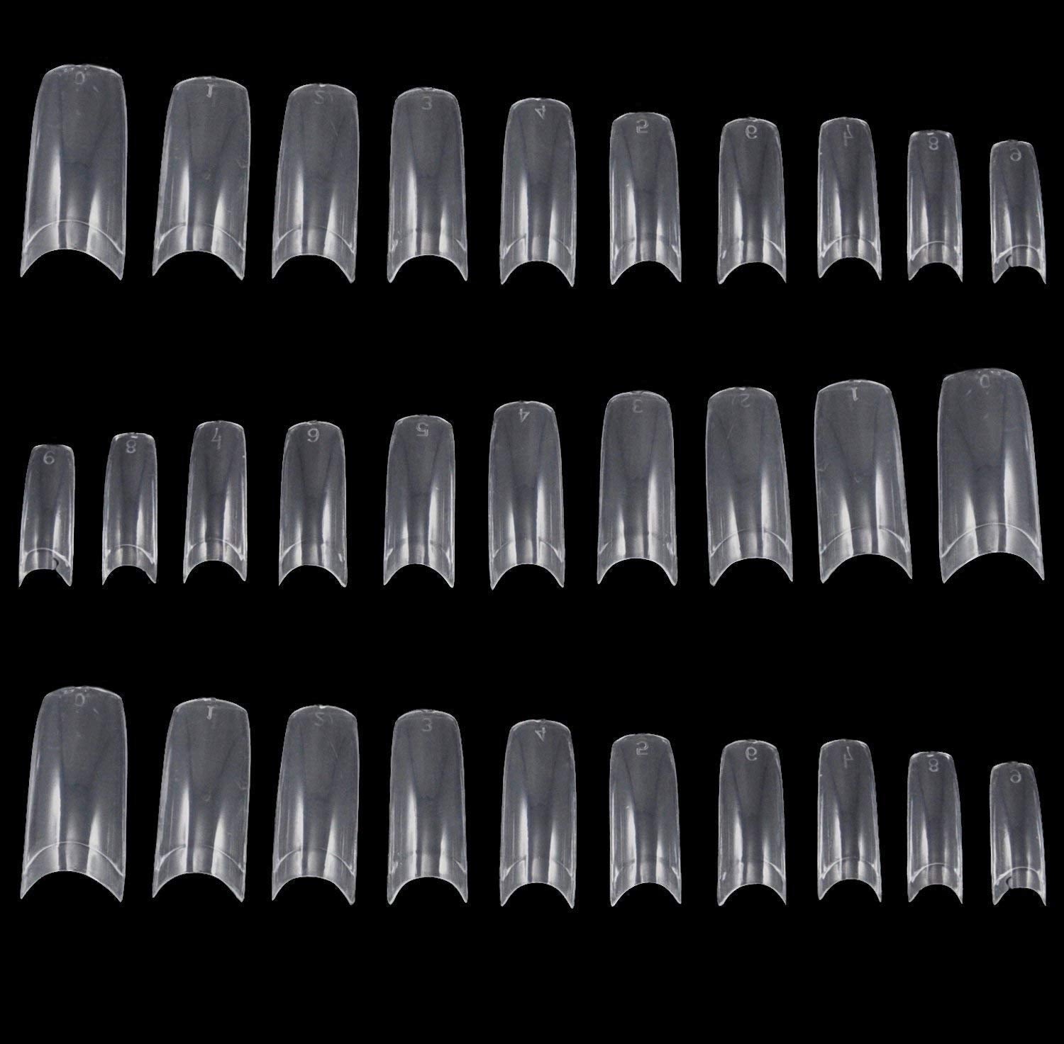 TRIXES 500 bucăți vârfuri pentru unghii cu gel, unghii franțuzești, vârfuri acrilice transparente pentru manichiură DIY, 10 modele diferite