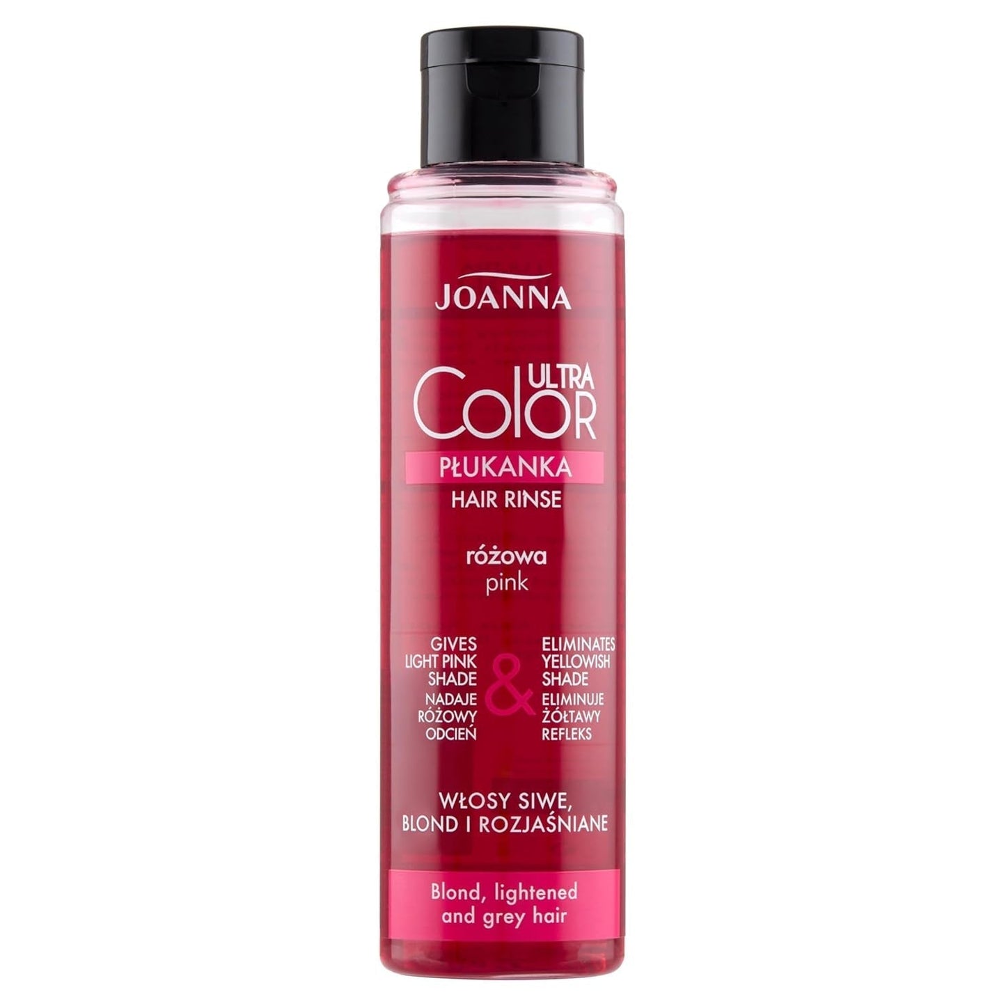 Joanna Ultra Color - Balsam de culoare roz pentru păr blond și deschis - Roz pastel - Strălucire naturală - Elimină nuanța galbenă din părul gri-blond - Efect temporar - 150 ml Vopsea pentru par Naty Shop Nuanțe de blond roz 150 Ml (1 pachet)