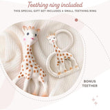 Girafa Sophie – Cutie cadou pentru bebeluși + Inel de dentiție – 100% cauciuc natural – Set de activități pentru copii – Jucărie pentru învățare timpurie