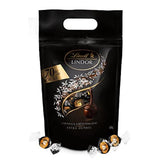 Bile de ciocolată extra neagră Lindt LINDOR și biluțe de ciocolată cu cremă de căpșuni LINDOR | pungă resigilabilă de 1 kg | aprox. 80 de biluțe de ciocolată albă cu cremă de căpșuni