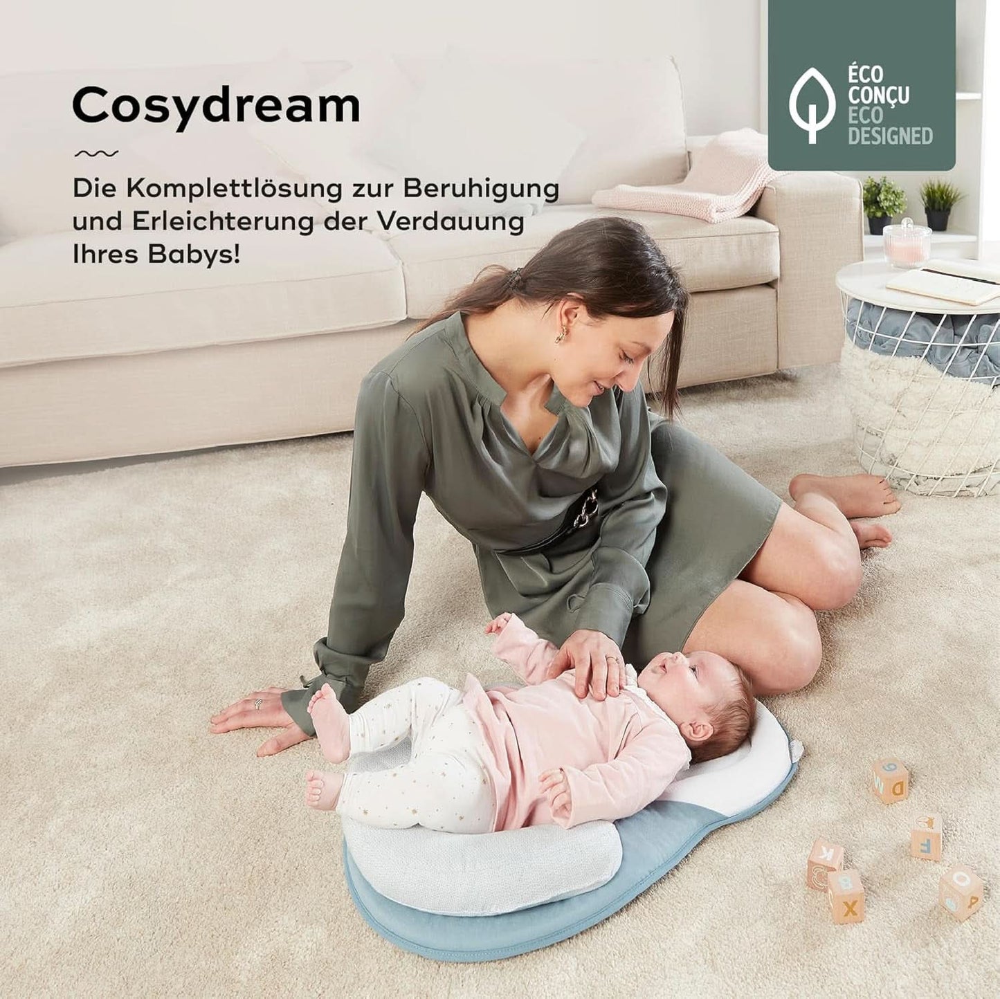 Babymoov Cosydream Mosaic perna de pozitionare pentru bebelusi pentru ameliorarea colicilor si prevenirea plagiocefaliei, 0-3 luni Accesorii Hrana si Alaptare Bebe Naty Shop