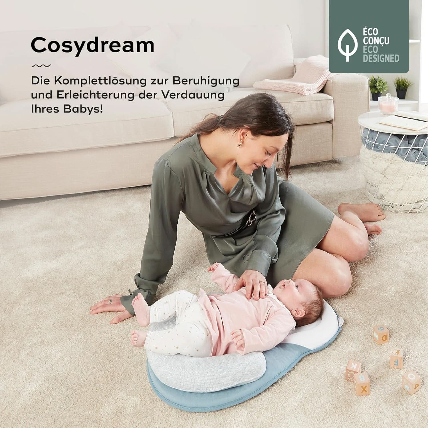 Babymoov Cosydream Mosaic perna de pozitionare pentru bebelusi pentru ameliorarea colicilor si prevenirea plagiocefaliei, 0-3 luni Accesorii Hrana si Alaptare Bebe Naty Shop