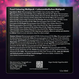 Colorant alimentar VIVID 12 x 10ml - Coloranți alimentari lichizi concentrați comestibili pentru copt torturi, prăjituri, fondant - Culori vibrante pentru decorare și gătit, aerografare, săpunuri DIY
