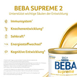 BEBA SUPREME 2 Lapte de continuare după 6 luni, doar lactoză, fără ulei de palmier, pachet de 6 (6 x 800 g) Naty Shop