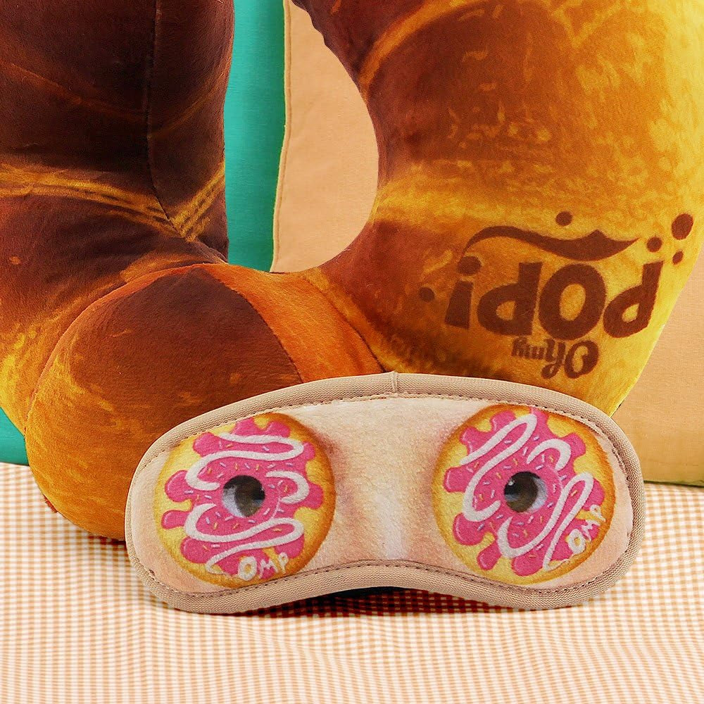 Pernă de gât și mască de somn Croissant, portocalie Perne calatorie Naty Shop